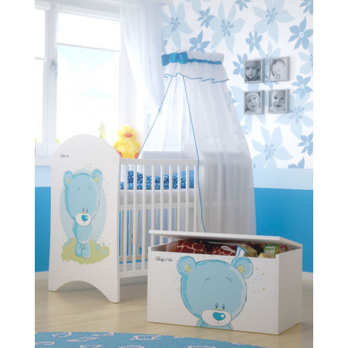 Box na hračky, truhlička Macko STYDLÍN modrý