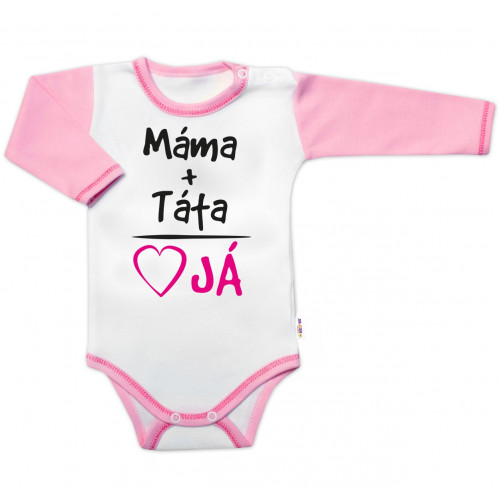 Body dlhý rukáv s vtipným textom, Máma+Táta, veľ. 62, holka