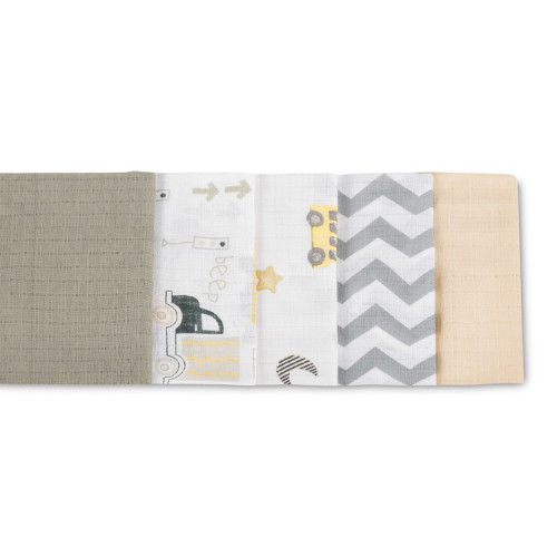 Tetra plienky Basic 70×80 cm Cars beige - sada 5 ks, 100% bavlna