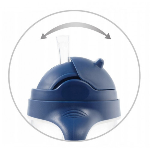 BabyOno Nekvapkajúci hrnček so zaťaženou slamkou, 240 ml, modrý