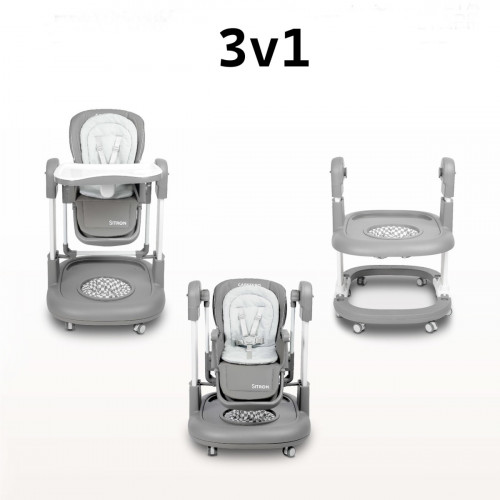 Detská multifunkčná stolička Sitron 3v1 – kŕmenie, hojdačka a chodítko - sivá