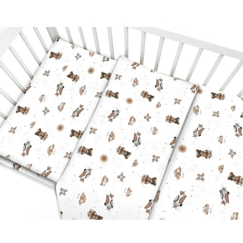 Mantinel s obliečkami do postieľky, 3D sada Bavlna, Méďa pilot - biela, béžová