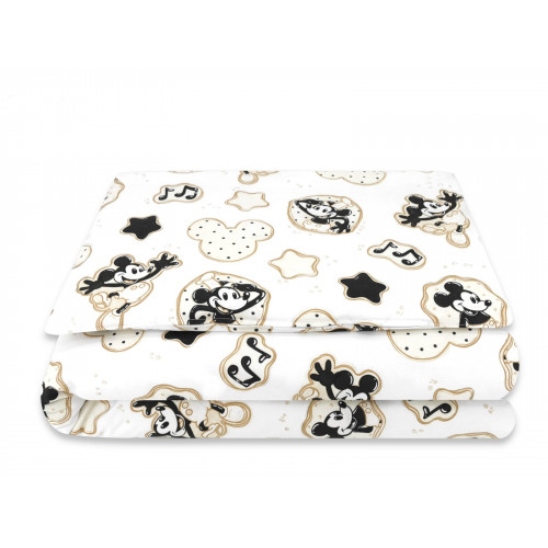 Mantinel s obliečkami do postieľky, 3D sada Myška Retro - biela s potlačou