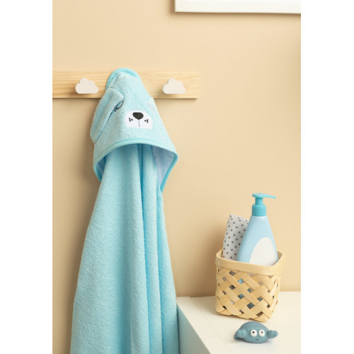 Detská osuška 100x100cm, froté bavlna, Psík - modrá, tyrkys