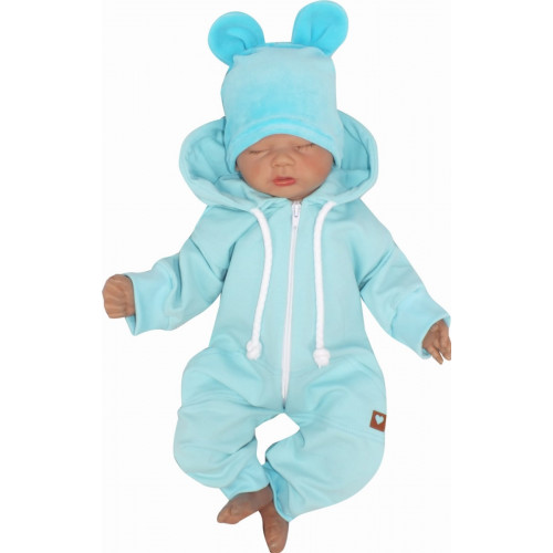 Z&Z Detský teplákový overal s kapucňou, tyrkys, veľ. 74