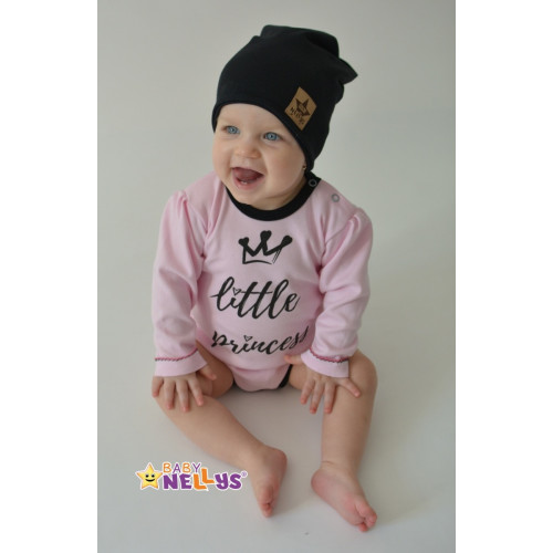 Baby Nellys Hand Made Jarná/jesenná bavlnená čiapka - dvojvrstvová, čierna, vel. 110