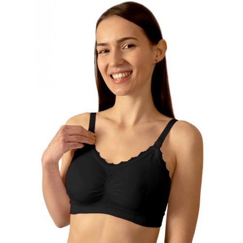 Dojčiacia podprsenka s čipkou BabyOno, čierna, D70-75 cm