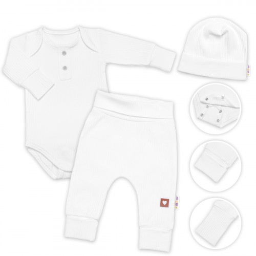 Rebrovaná rastúca súprava 3D, Baby Boy - biela