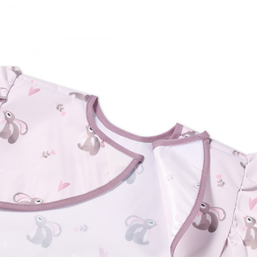 Detský podbradník, zásterka s vreckom Králíček, ružová