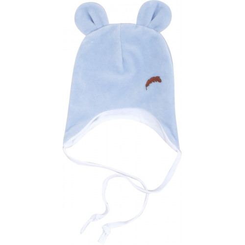 Z&Z Velúrová čiapka na zaväzovanie s uškami, modrá, 68/74