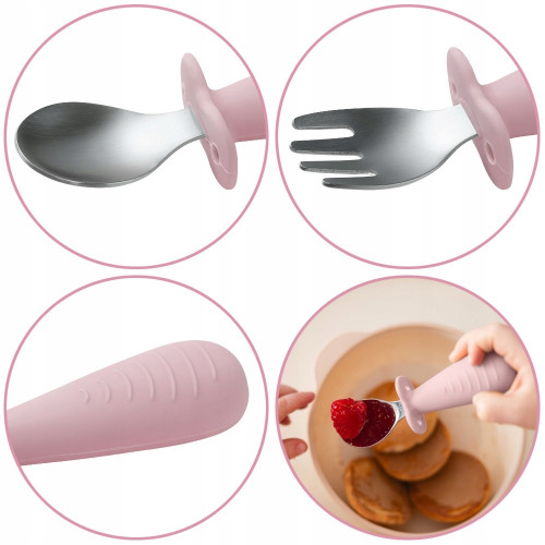 Detské príbory z nerezovej ocele - růžové