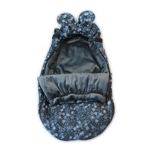 Baby Nellys nepremokavý fusak s uškami MIKI, fleece Velvet 90 x 50 cm - čierna s hviezdami