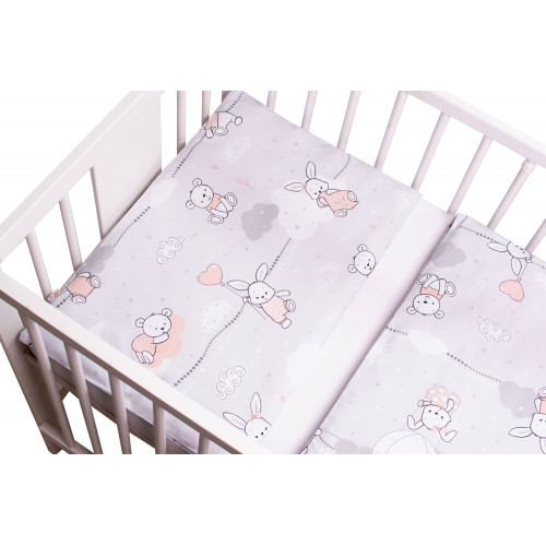 Mantinel s obliečkami Premium, 3D sada, Good night Animals, sivé GIRL, 120x90 cm