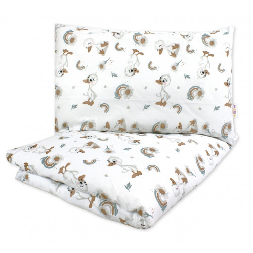 Detské obliečky, bavlna 2D 140x200/70x90 - Kačiatko, biele