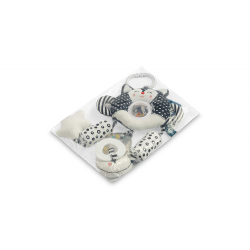 Kontrastná závesná plyšová hračka nielen na cesty black&white - Mačka