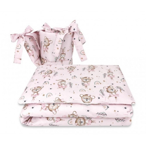 Mantinel s obliečkami, 3D, bavlna, Little Balerina - ružová, 120x90 cm