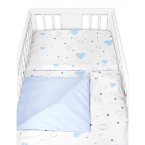 Mantinel s obliečkami 3D bavlnená sada, I love Boy, 120x90 cm Baby Nellys, modrý/biely