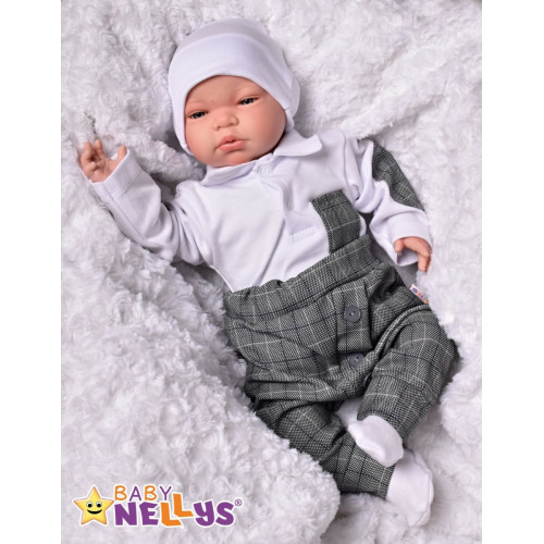 Baby Nellys 2-dielna sada Robert, body s golierom, nohavice Baggy-šedé kárko, veľ. 80