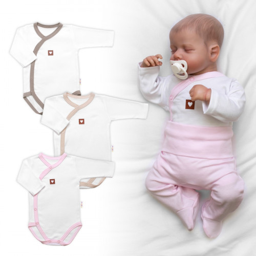 Rastúca výhodná sada, 3x Body pre bábätko Nature - ružová/béžová/taupe