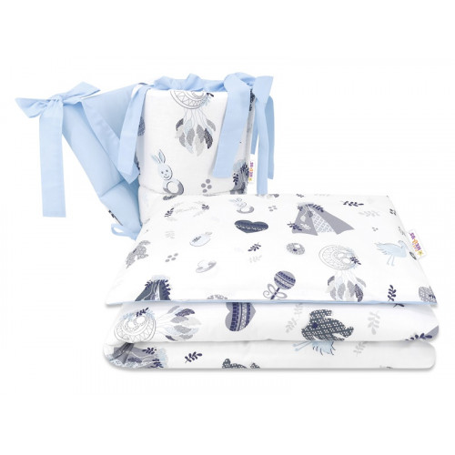 BABY NELLYS 3-dielna sada mantinel s obliečkami, New Love Baby, modrá