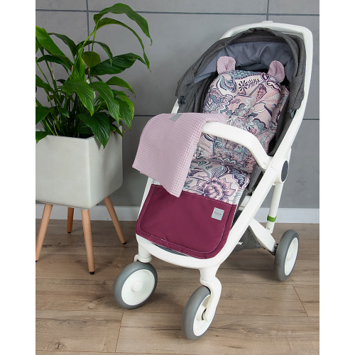 Baby Nellys 2-dielna súprava do kočíka Vafel + bavlna PREMIUM, Kvety - retro