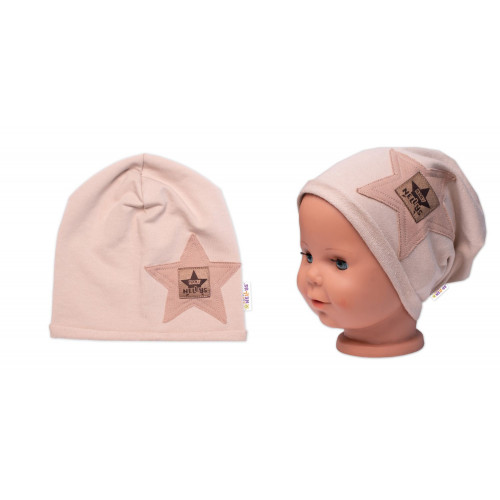 Detská čiapka bavlna, Baby Star, Baby Nellys, béžová