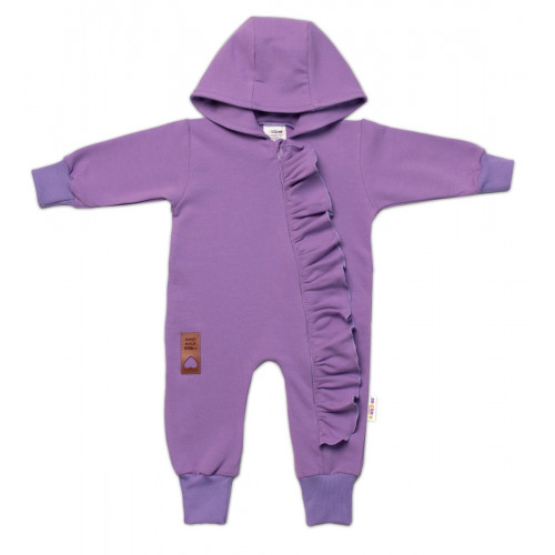 Teplákový overal s volánikom a kapucňou GIRL, Baby Nellys, fialový, veľ. 86
