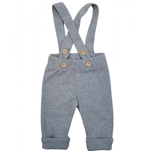 Rebrované rastúce legíny s trakmi na gombíky - šedé melírová, veľ. 68/74