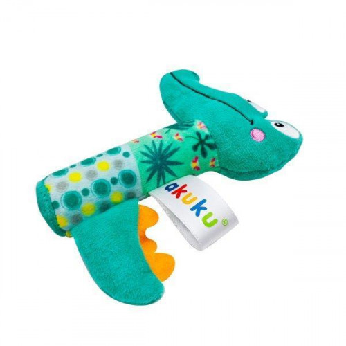 Plyšová hračka s hrkálkou Akuku - Krokodíl, zelená