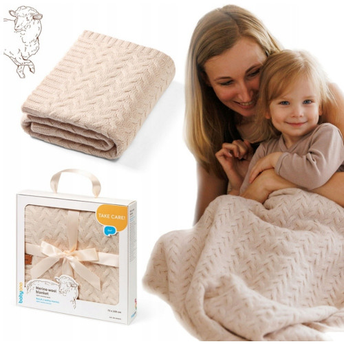Detská deka z merino vlny 75 x 100 cm, sv. béžová