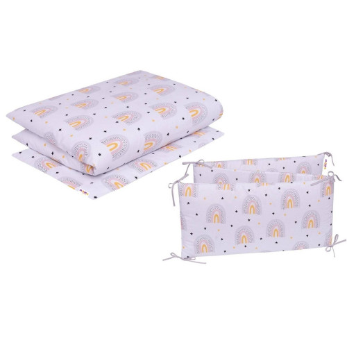 3-dielna sada Mantinel s obliečkami Rainbow, biela s potľačou