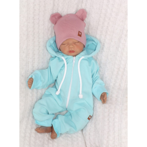 Z & Z Dvojvrstvová bavlnená čiapočka LOVE TEDDY, lila, veľ. 68/74