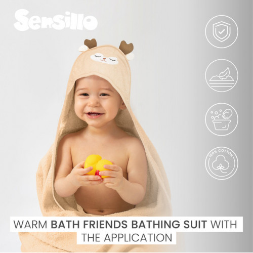 Detská osuška 100x100cm, froté bavlna, Sloník - šedá