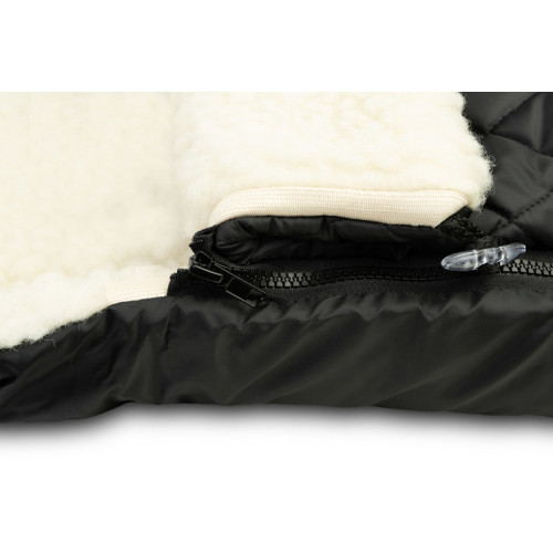 Prešívaný vlnený fusak do kočíka - čierný