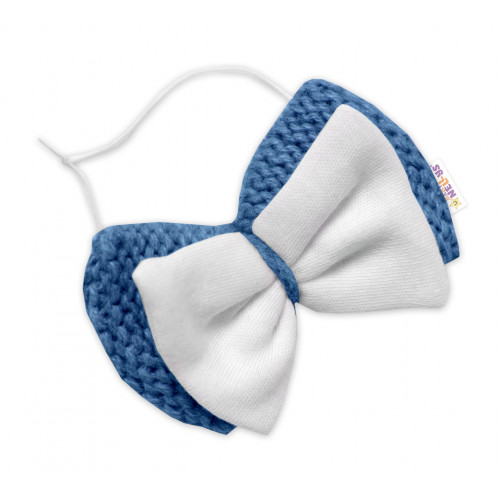 5-dielna pletená sada Baby Nellys, Boy, body, nohavice, sveter, čiapočka, motýlik - modrá