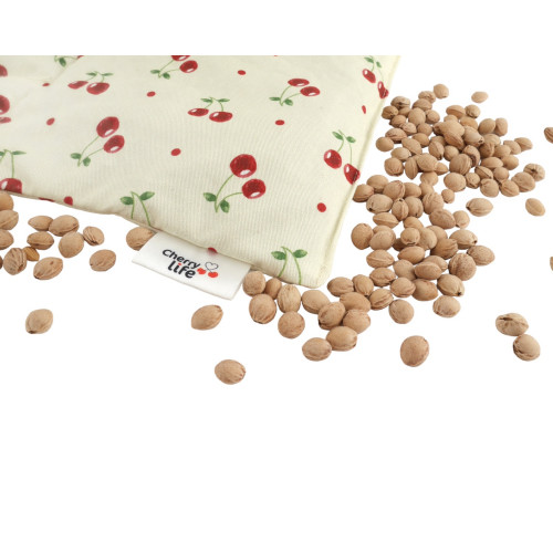 Ramenný nahrievací pás s čerešňovými kôstkami, termofor -  Cherry life, ecru