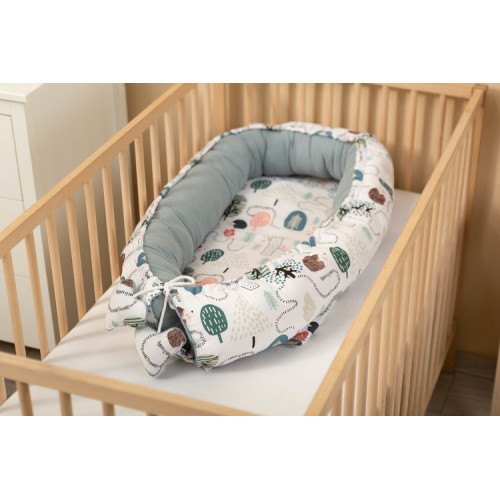 Hniezdočko, kokon pre bábätko mušelín, Ježko, zelený