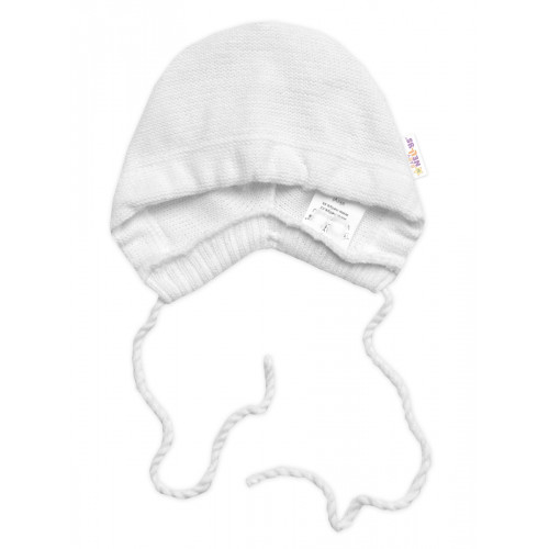 Pletená čiapočka na zaväzovanie bonetka Boy, Hand Made Baby Nellys, biela, veľ. 68/74