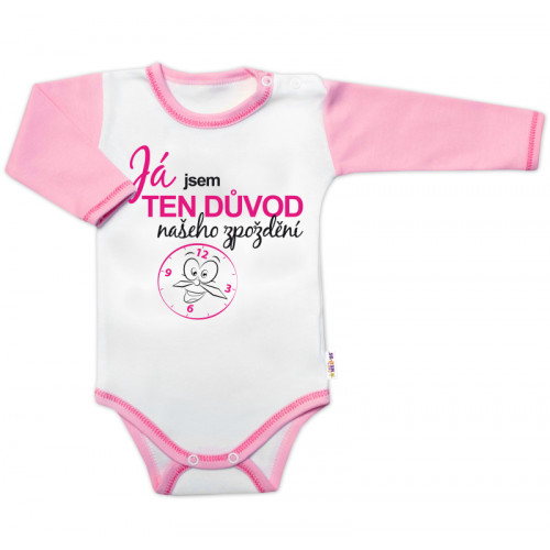 Body dl.rukáv s vtip. textom Baby Nellys, Já jsem TEN DŮVOD našeho zpoždění,vel. 80, holka