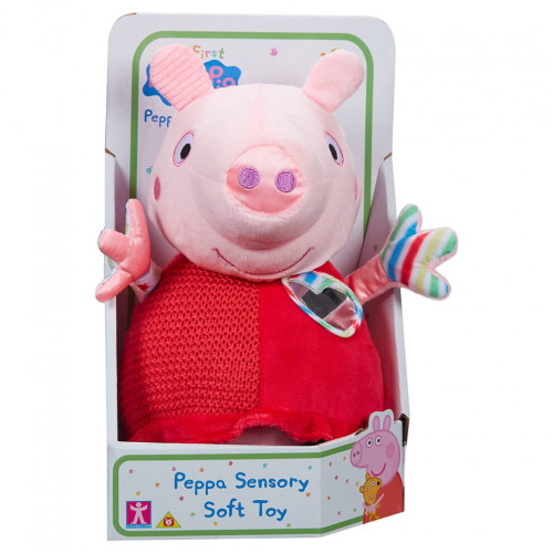 Zmyslová edukačná hračka PEPPAPIG, plyšová, 12,5 cm, červená