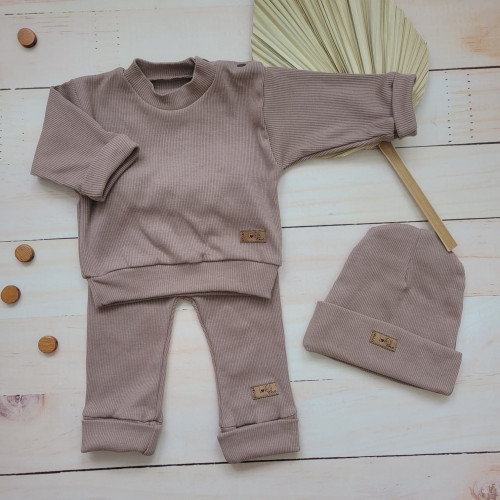 Rebrovaná rastúca 3D sada, bavlna, Lovely One, čokoládová