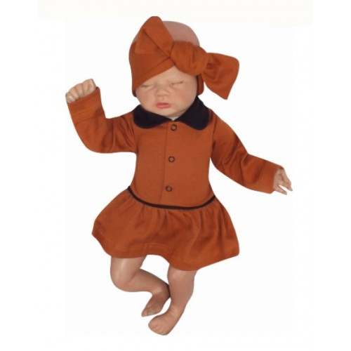 Z&Z Sukničkobody dlhý rukáv s golierom - čokoládá