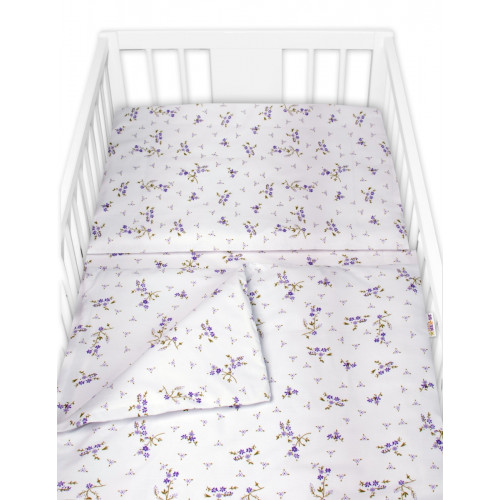 Mantinel s obliečkami, 3dielna sada Levanduľa, Baby Nellys, biela/fialová