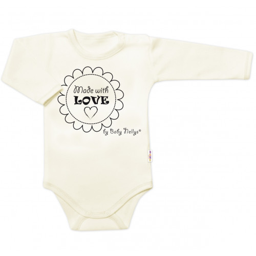 Body dlhý rukáv Baby Nellys, Made with love, ecru, veľ. 80