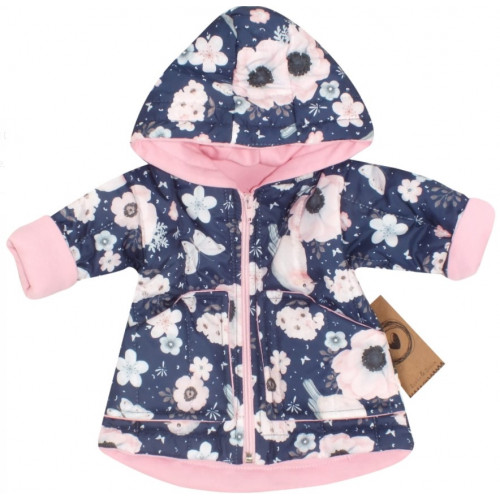 Z&Z Prechodová prešívaná bundička s kapucňou - Kvety, granát, veľ. 80