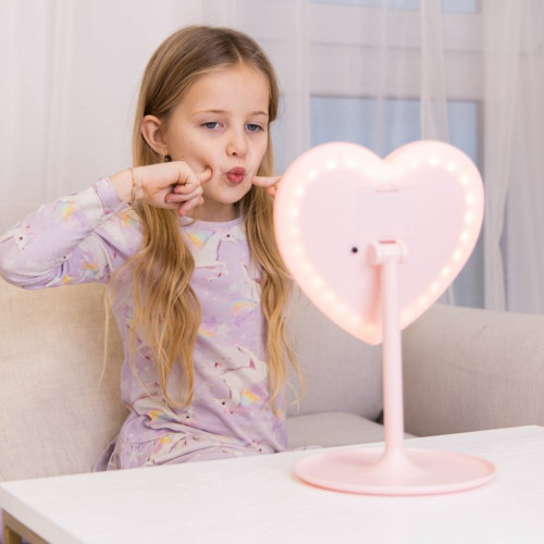 Kozmetické zrkadlo s ľad podsvietením, Pink Heart