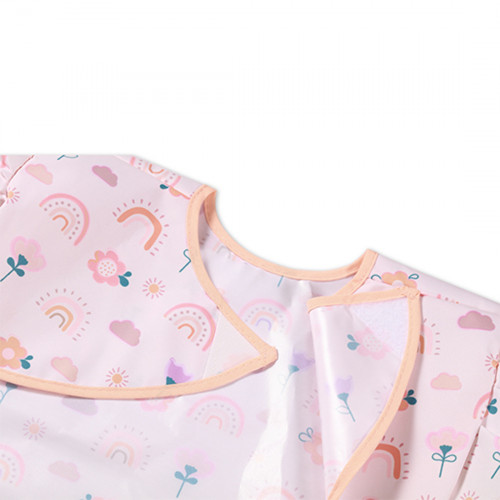 Detský podbradník, zásterka s vreckom Dúha, púdrová