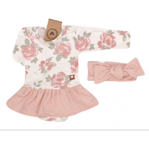 Z & Z 2-dielna sada sukničkobody s kvetmi + čelenka - staroružová, veľ. 68