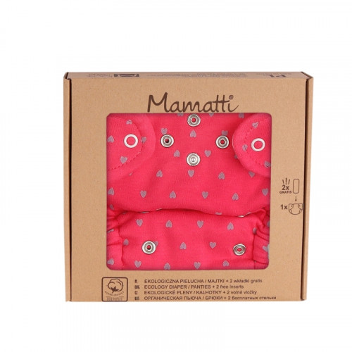 Mamatti Látková plienka EKO sada - nohavičky + 2 x plienka, veľ.  5 - 14 kg, Hearts