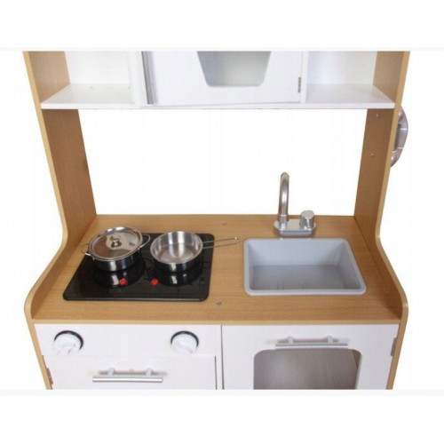 Eco Toys Drevená detská Retro kuchynka so svetlom a zvukom